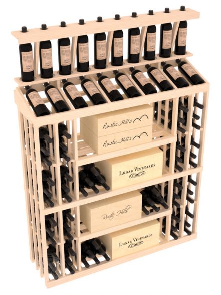 картинка Универсальный стеллаж на 132 бутылки с вертикальным и горизонтальным дисплеями  (115х170х33) от магазина Полка Вин+