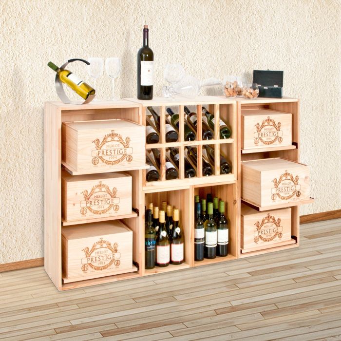 картинка Стеллаж для бутылок вина (45 х 60 х 30), 10 дисплеев, Цвет: Дуб, лак от магазина Полка Вин+