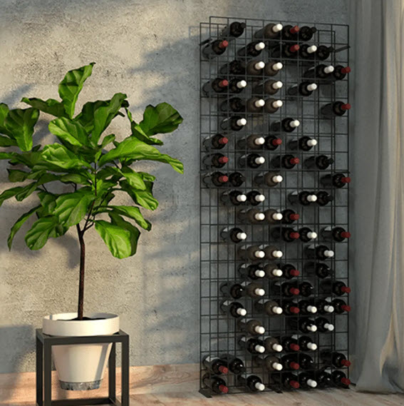 картинка Стеллаж металл сетка для хранения 152 бутылки (80 х 190 х 25), чёрный матовый от магазина Полка Вин+